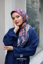 Pamila Viskon Eşarp - Mürdüm Mavi - Görsel 5