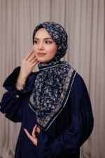 Flora Desen Soft Eşarp - Lacivert Mavi