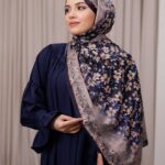 Flora Desen Soft Şal - Lacivert Toprak