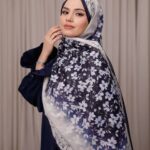 Flora Desen Soft Şal - Lacivert