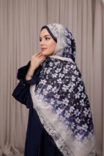 Flora Desen Soft Şal - Lacivert - Görsel 4