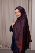 Nevra Desen Soft Şal - Lacivert Bordo - Görsel 2