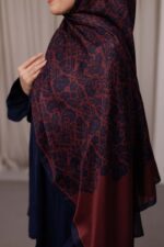 Nevra Desen Soft Şal - Lacivert Bordo - Görsel 6