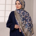 Flora Desen Soft Şal - Kahve Mavi