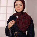 Mosaic Desen Soft Eşarp - Bordo