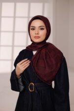 Mosaic Desen Soft Eşarp - Bordo