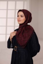 Mosaic Desen Soft Eşarp - Bordo - Görsel 2