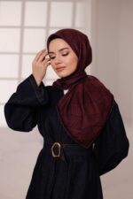 Mosaic Desen Soft Eşarp - Bordo - Görsel 3