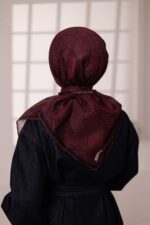 Mosaic Desen Soft Eşarp - Bordo - Görsel 5