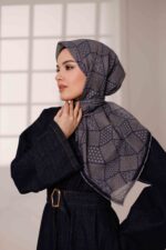 Mosaic Desen Soft Eşarp - Antrasit Lacivert