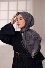 Mosaic Desen Soft Eşarp - Antrasit Lacivert - Görsel 5