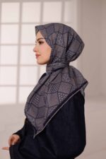 Mosaic Desen Soft Eşarp - Antrasit Lacivert - Görsel 6