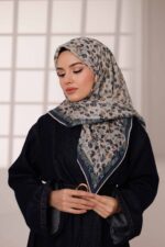 Flora Desen Soft Eşarp - Yeşil Bej - Görsel 6