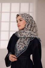 Flora Desen Soft Eşarp - Yeşil Bej - Görsel 5