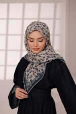 Flora Desen Soft Eşarp - Yeşil Bej - Görsel 7