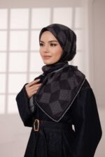 Mosaic Desen Soft Eşarp - Siyah Gri - Görsel 2