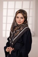 İz Desen Soft Eşarp - Acı Kahve - Görsel 3