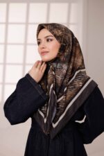 İz Desen Soft Eşarp - Acı Kahve - Görsel 2