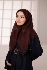 Mosaic Desen Soft Eşarp - Koyu Kiremit - Görsel 3