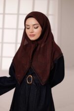 Mosaic Desen Soft Eşarp - Koyu Kiremit - Görsel 4