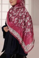 Flora Desen Soft Şal - Vişne - Görsel 5