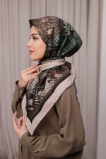 İz Desen Soft Eşarp - Yeşil Bej - Görsel 5