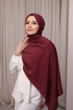 Organic Dubai Şal - Bordo - Görsel 3