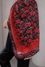 Flora Desen Soft Şal - Kırmızı - Görsel 6