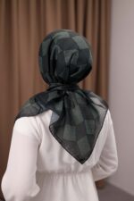 Mosaic Desen Soft Eşarp - Dumanlı Yeşil - Görsel 7