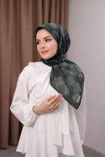 Mosaic Desen Soft Eşarp - Dumanlı Yeşil - Görsel 2