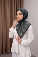 Mosaic Desen Soft Eşarp - Dumanlı Yeşil - Görsel 4