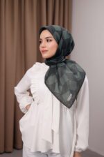 Mosaic Desen Soft Eşarp - Dumanlı Yeşil