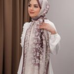 Flora Desen Soft Şal - Kahve Mürdüm