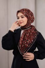 Flora Desen Soft Eşarp - Kiremit - Görsel 4