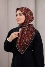 Flora Desen Soft Eşarp - Kiremit