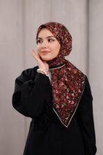 Flora Desen Soft Eşarp - Kiremit - Görsel 5