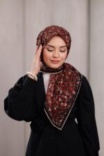 Flora Desen Soft Eşarp - Kiremit - Görsel 6