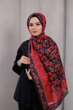 Flora Desen Soft Şal - Kırmızı