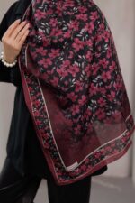 Flora Desen Soft Şal - Mürdüm - Görsel 6