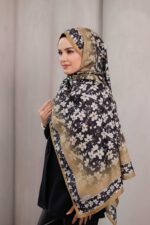 Flora Desen Soft Şal - Latte - Görsel 5