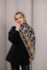 Flora Desen Soft Şal - Latte - Görsel 3