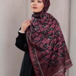 Flora Desen Soft Şal - Mürdüm