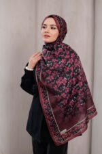 Flora Desen Soft Şal - Mürdüm