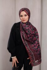 Flora Desen Soft Şal - Mürdüm - Görsel 2