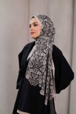 Nevra Desen Soft Şal - Siyah Krem