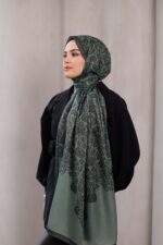 Nevra Desen Soft Şal - Dumanlı Yeşil - Görsel 5