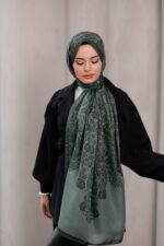 Nevra Desen Soft Şal - Dumanlı Yeşil - Görsel 4