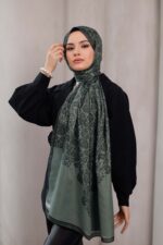 Nevra Desen Soft Şal - Dumanlı Yeşil - Görsel 2