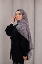 Nevra Desen Soft Şal - Gri - Görsel 3