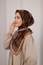 Nota Desen Soft Eşarp - Karamel Kahve - Görsel 4